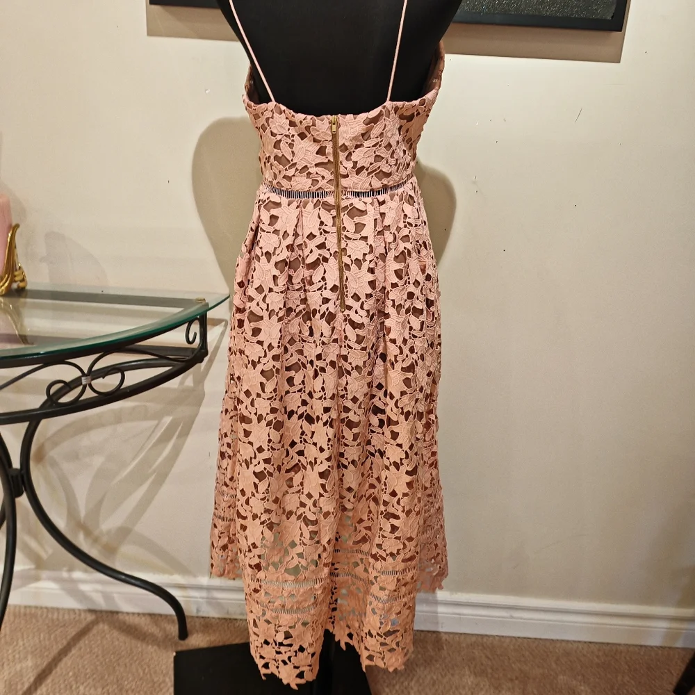 Self-Portrait Blush Pink Lace Midi Dress - Picture 16 of 16